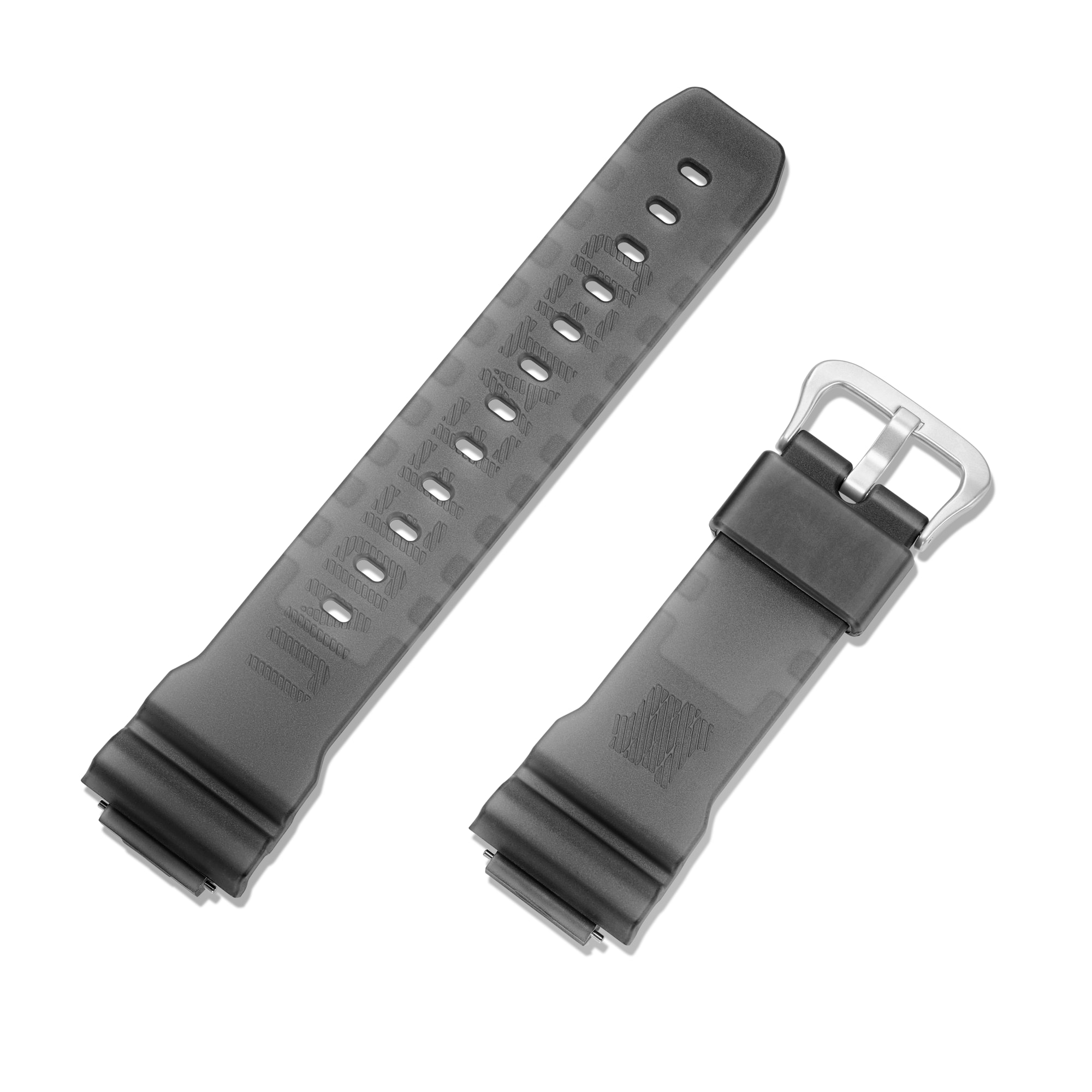 Die beiden Teile des transparenten, schwarzen Armbandes
