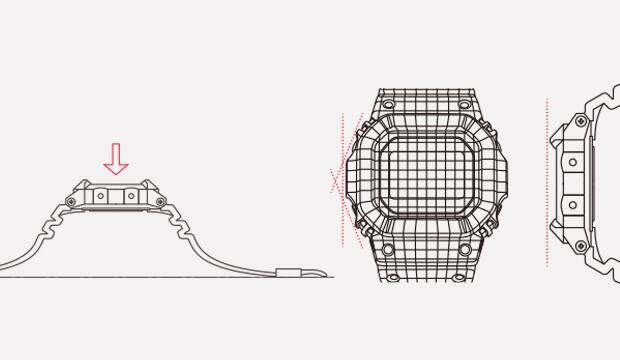 Technische Zeichnung der ersten G-SHOCK Armbanduhr