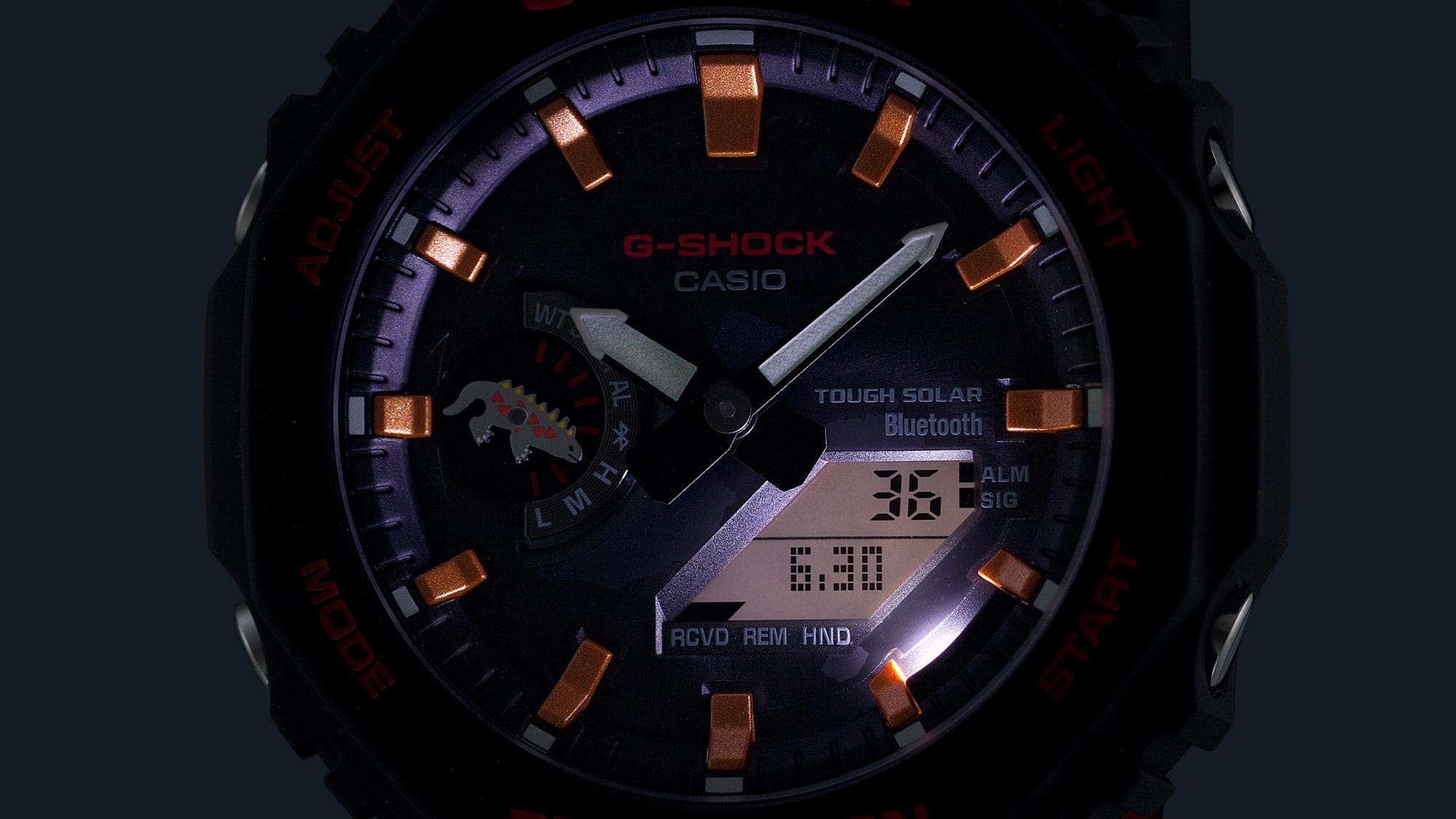 Super Illuminator (high-brightness double LED light) for maintaining watch readability in the dark