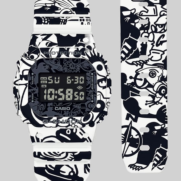 G-SHOCK UNIVERSE DW5600GU-7 Black and White digital watch DW-5600GU-7