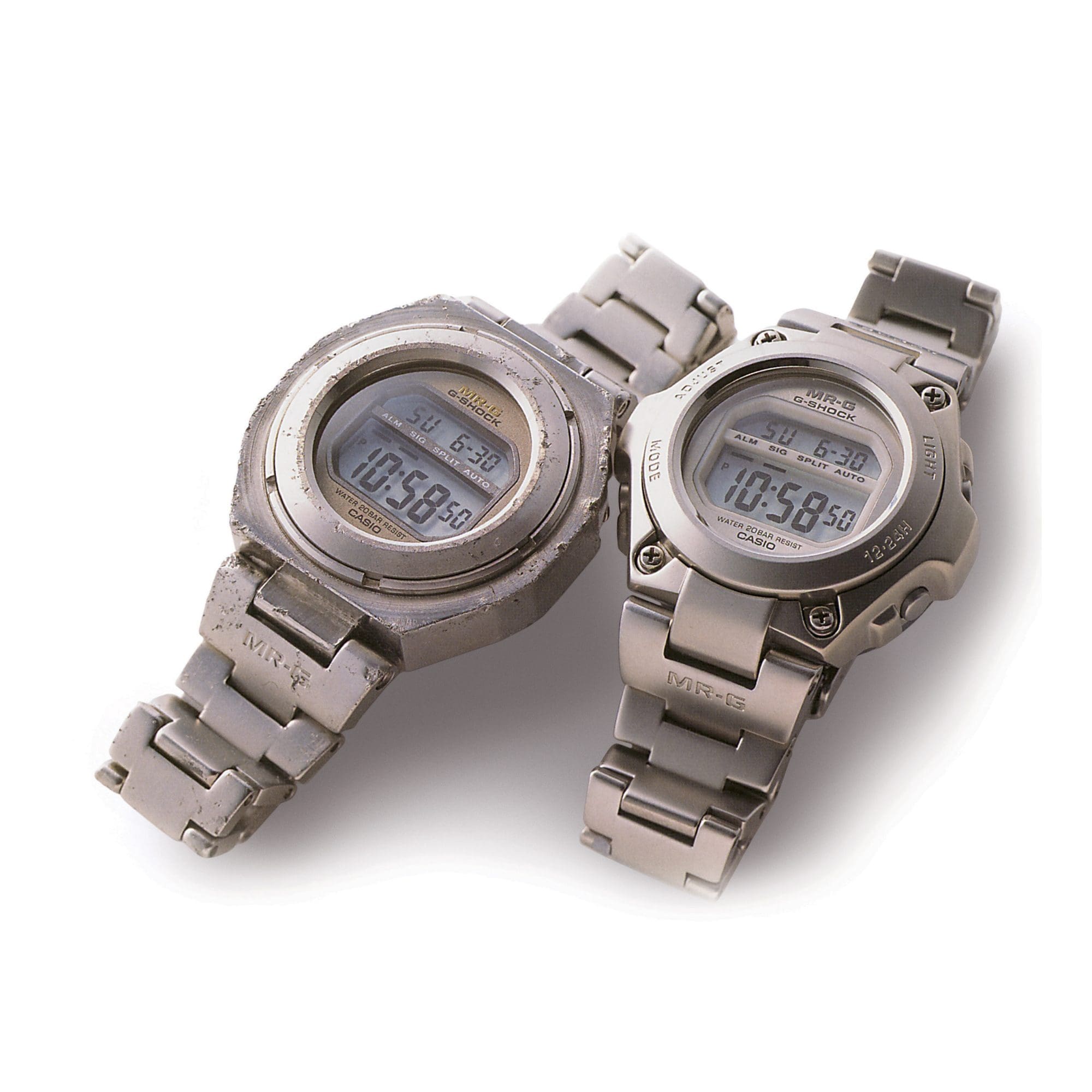 MRG-100-1 worn watch next to it's reconditioned counterpart MRG-100-1 worn watch next to it's reconditioned counterpart