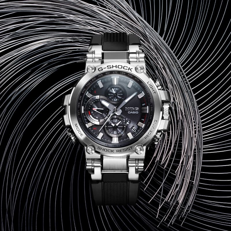 MTG-B1000 Black Silver Watch Metal Black and White Image