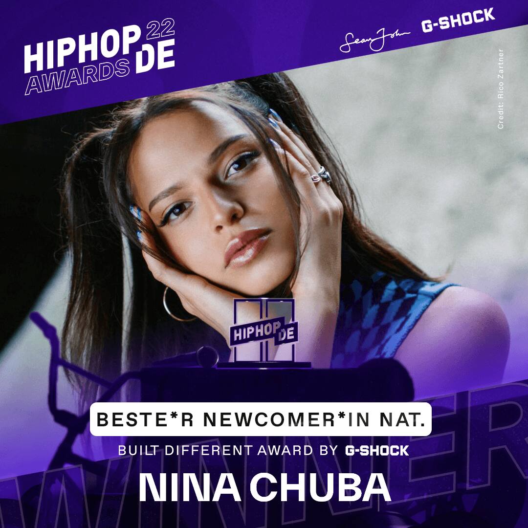 Nina Chuba ist beste Newcommerin des Jahres 2022 vom HIP HOP DE - Award
