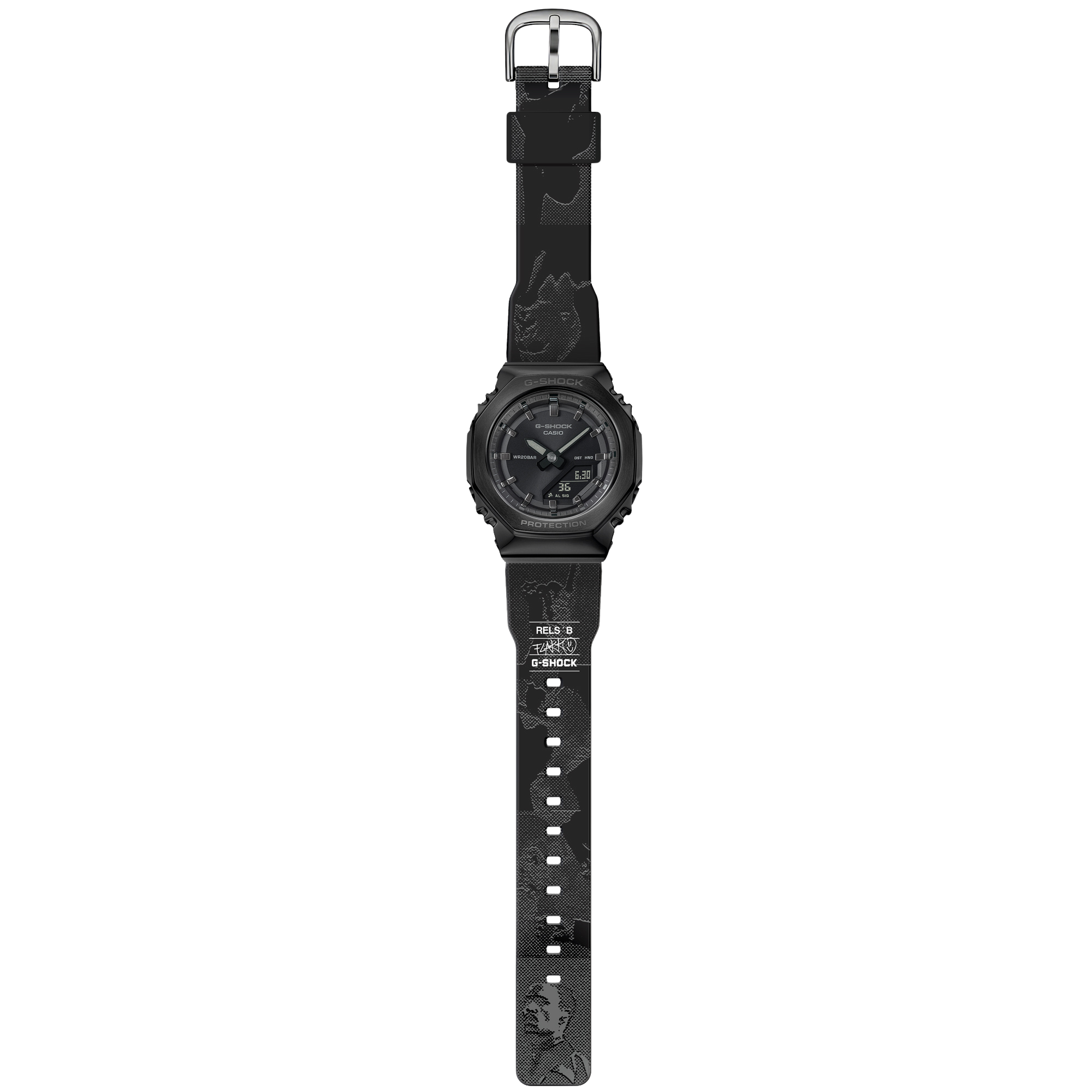 Detalle de las correas del reloj y el bisel del mismo