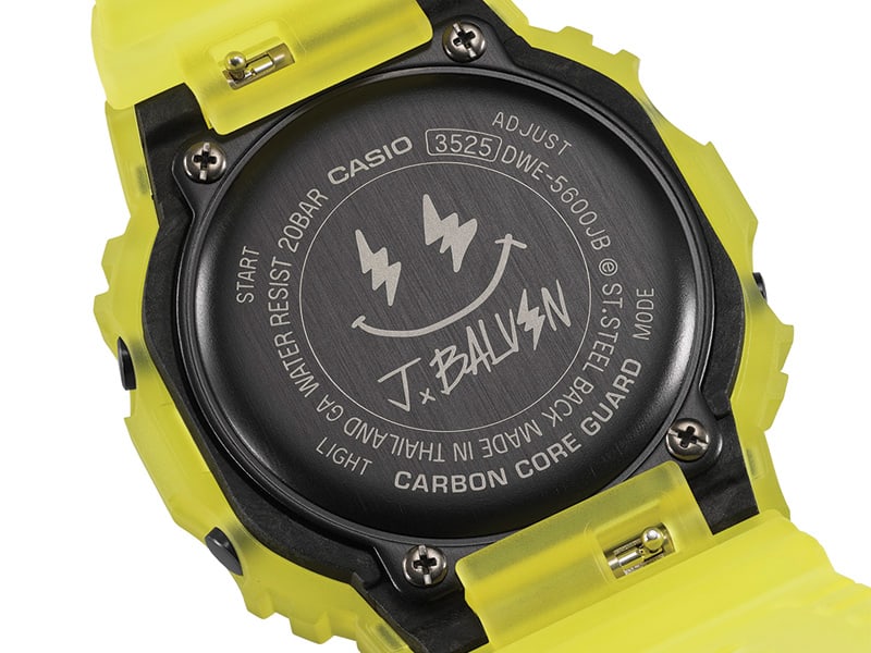 Back of the J.Balvin collaboration watch with logo engraving
