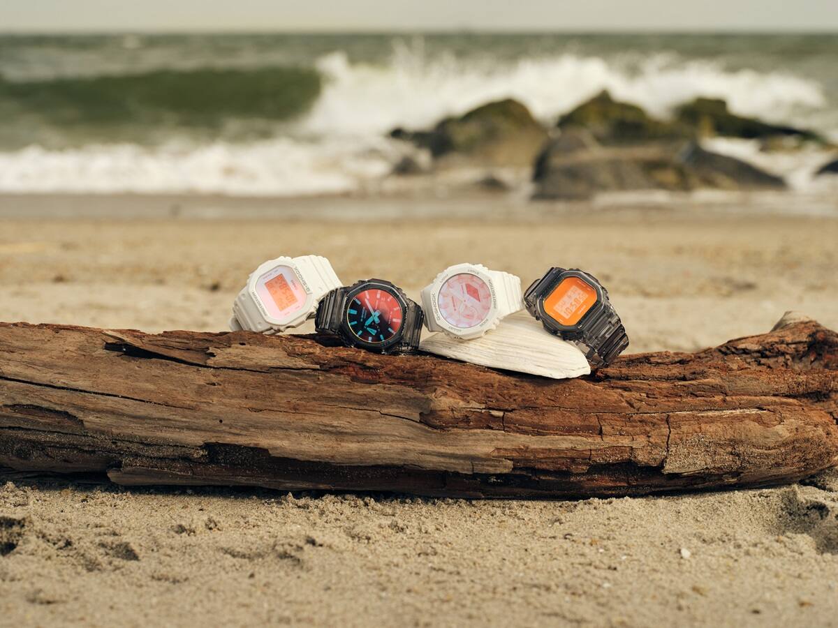 Casio G-Shock Beach Time Lapse DW-5600TL-7, Orologio Digitale Bianco Con Quadrante Iridescente
