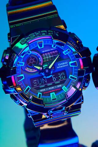 Casio G-Shock GA-100RGB-1AJF Virtual Rainbow - Orologio Importato Dal Giappone, Nero, Febbraio 2023