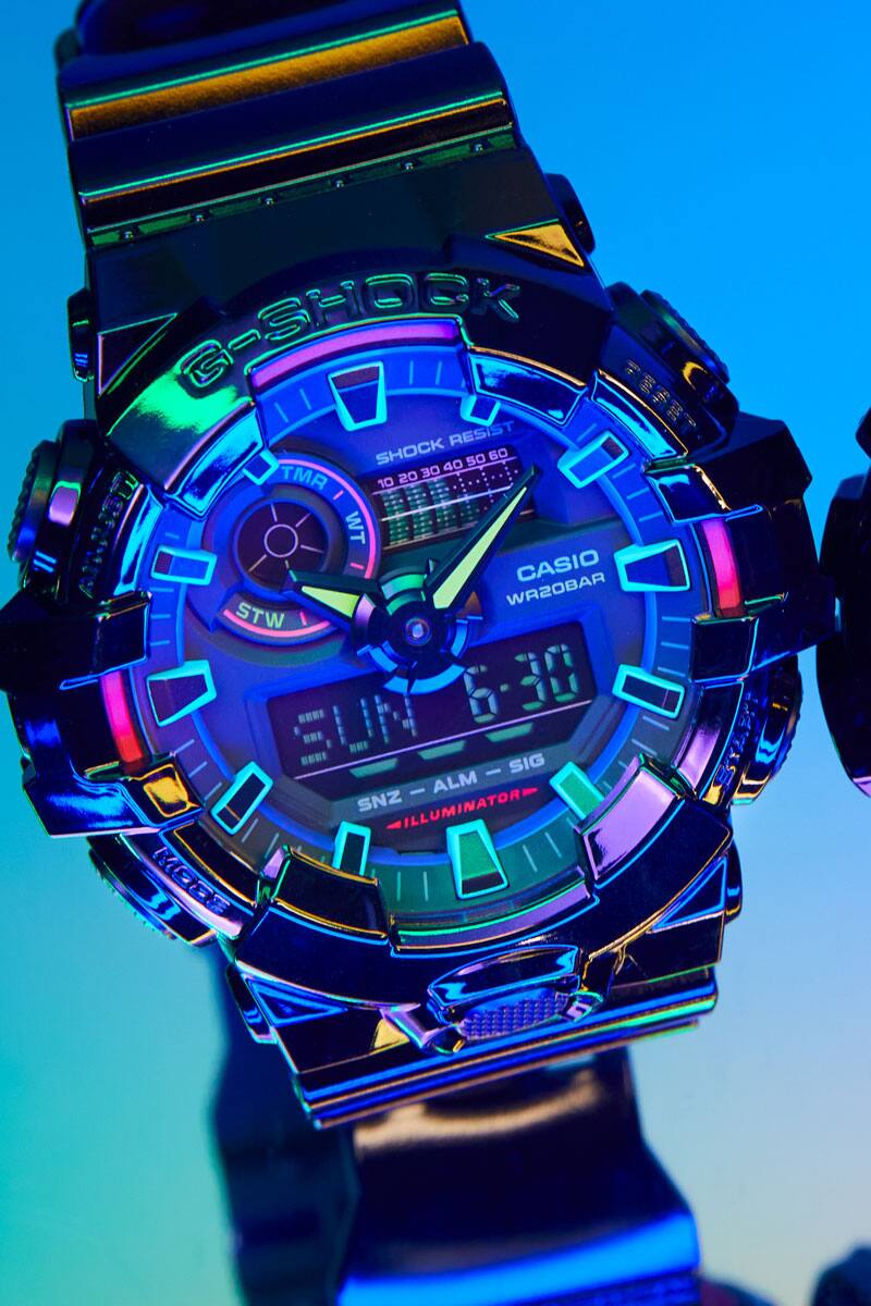 Casio G-Shock GA-100RGB-1AJF Virtual Rainbow - Orologio Importato Dal Giappone, Nero, Febbraio 2023