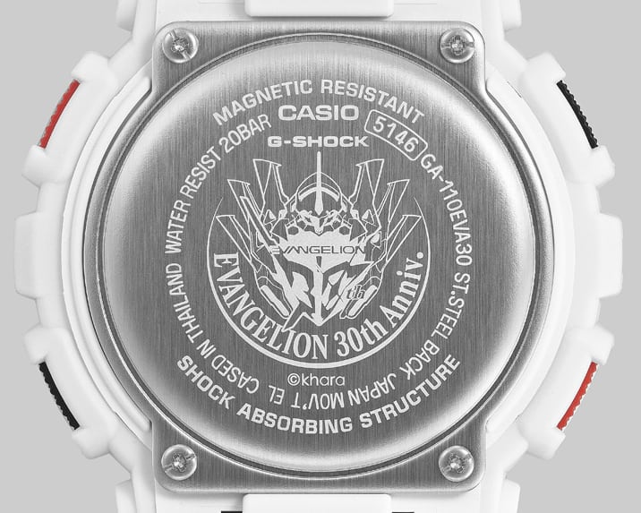 Incisione sul retro dell’orologio della collaborazione Evangelion con il logo del 30º anniversario