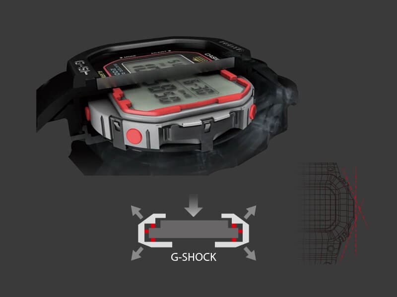 cutaway illustration of a digital G-SHOCK watch