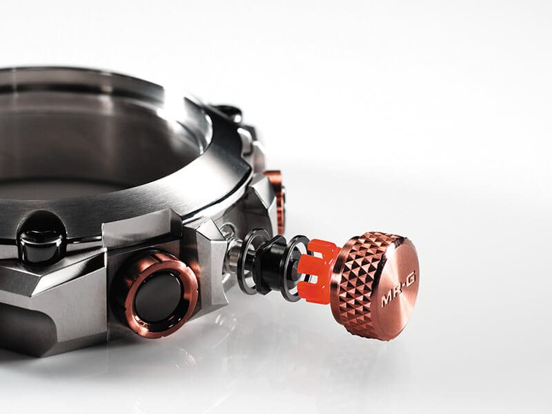 Exploded view of watch crown parts