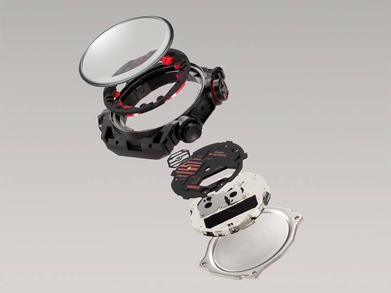 Exploded view of watch parts