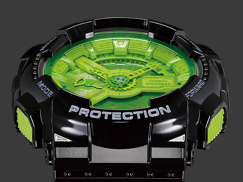 Black and green analog digital G-SHOCK watch 