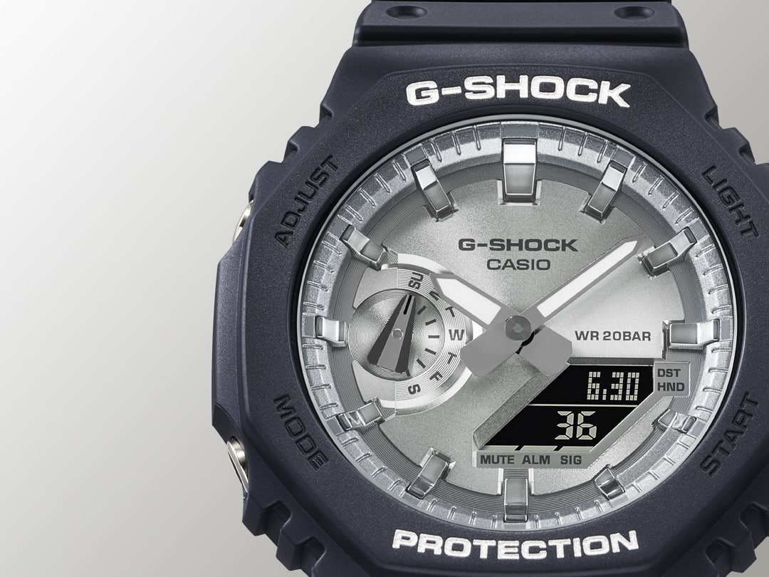 GA-2100SB-1A Silver face and black watch
