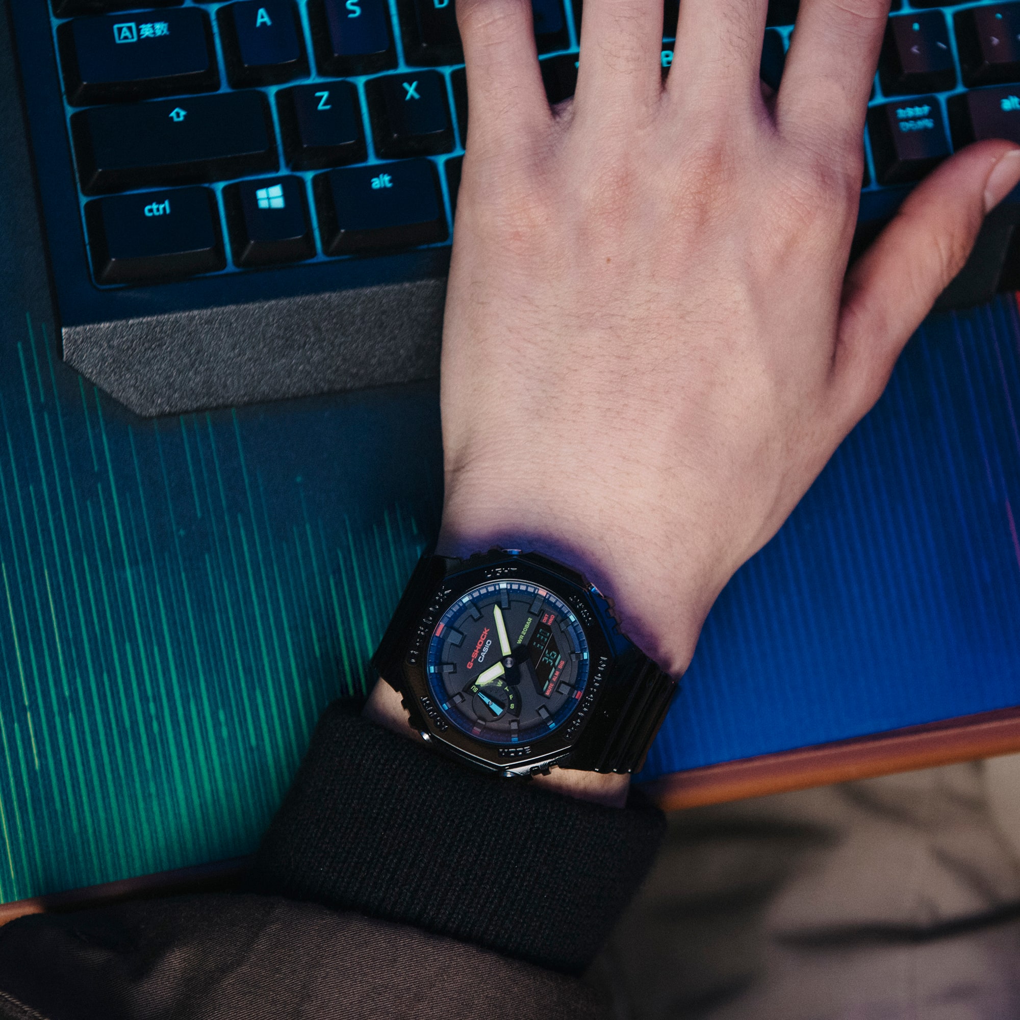 G-SHOCK RGB Gamer watch on wrist of gamer