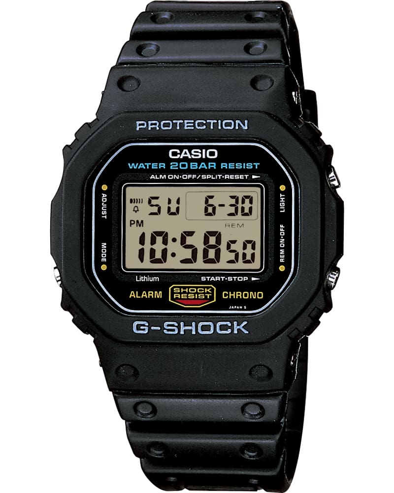 DW-5600C: het zwarte ORIGIN polshorloge van G-SHOCK met een digitaal, rechthoekig display