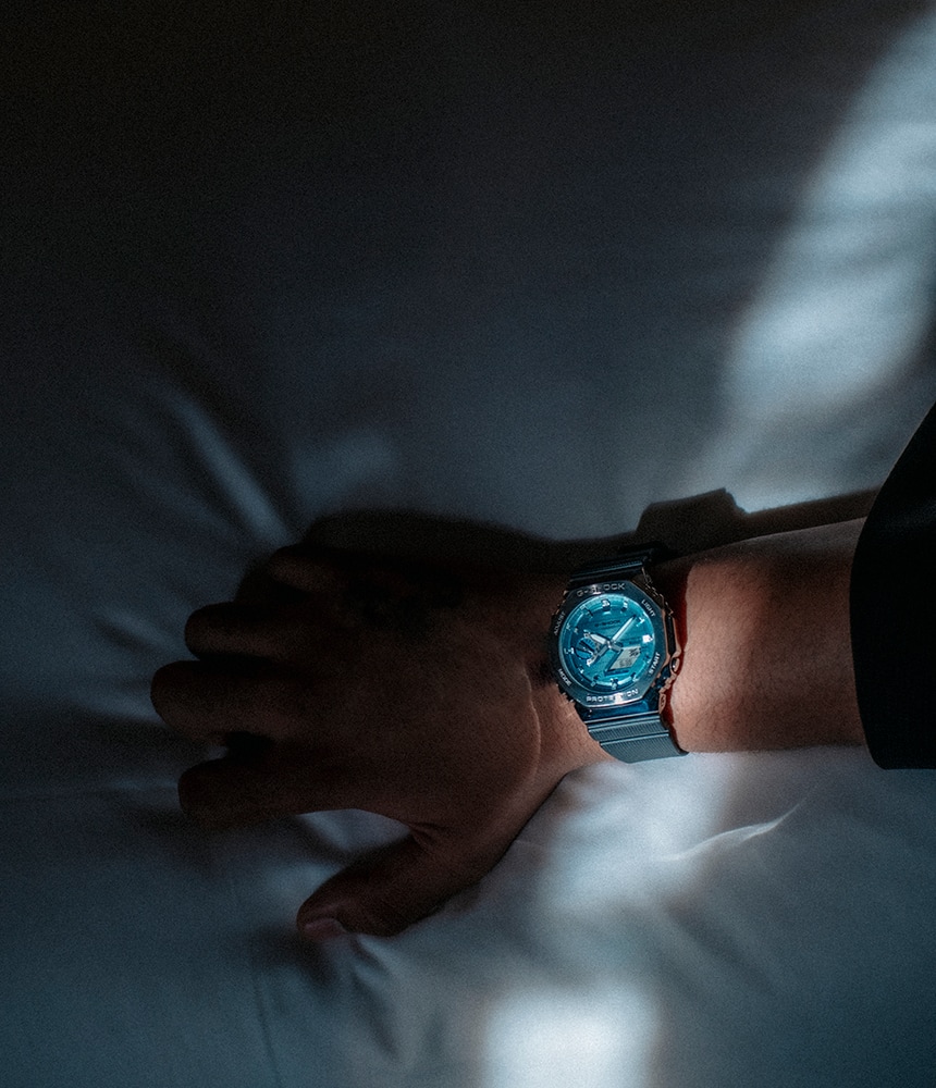 A man wearing the G-SHOCK GBM-2100