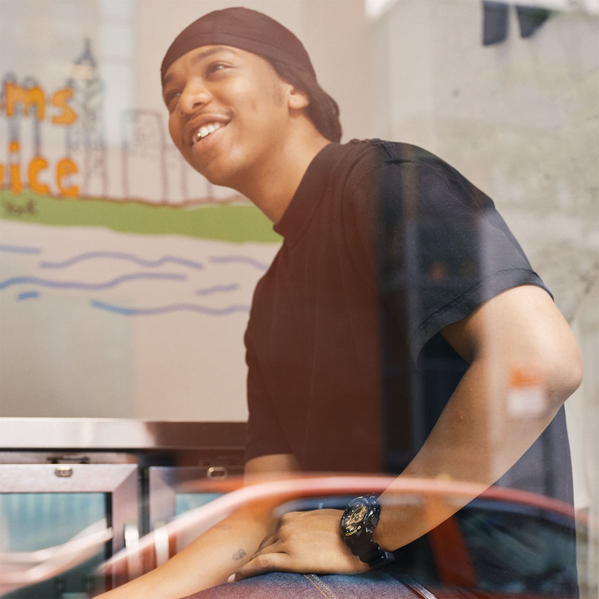 Liim Lasalle wearing a G-SHOCK GA-110GB-1A watch denoting the G-SHOCK lifestyle.