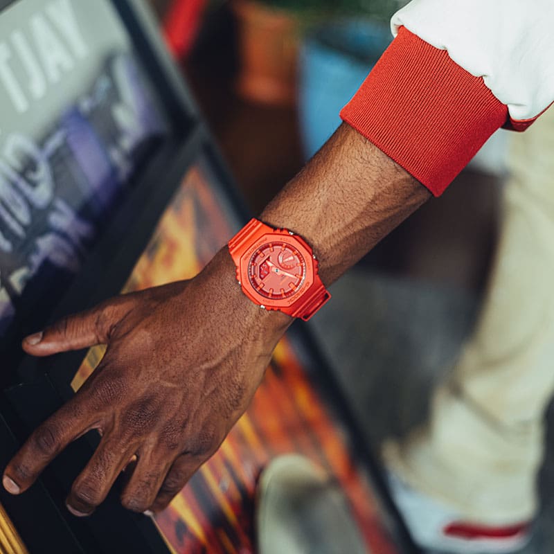 KID FLVSH wearing a GA-2100-4A1 G-SHOCK Watch