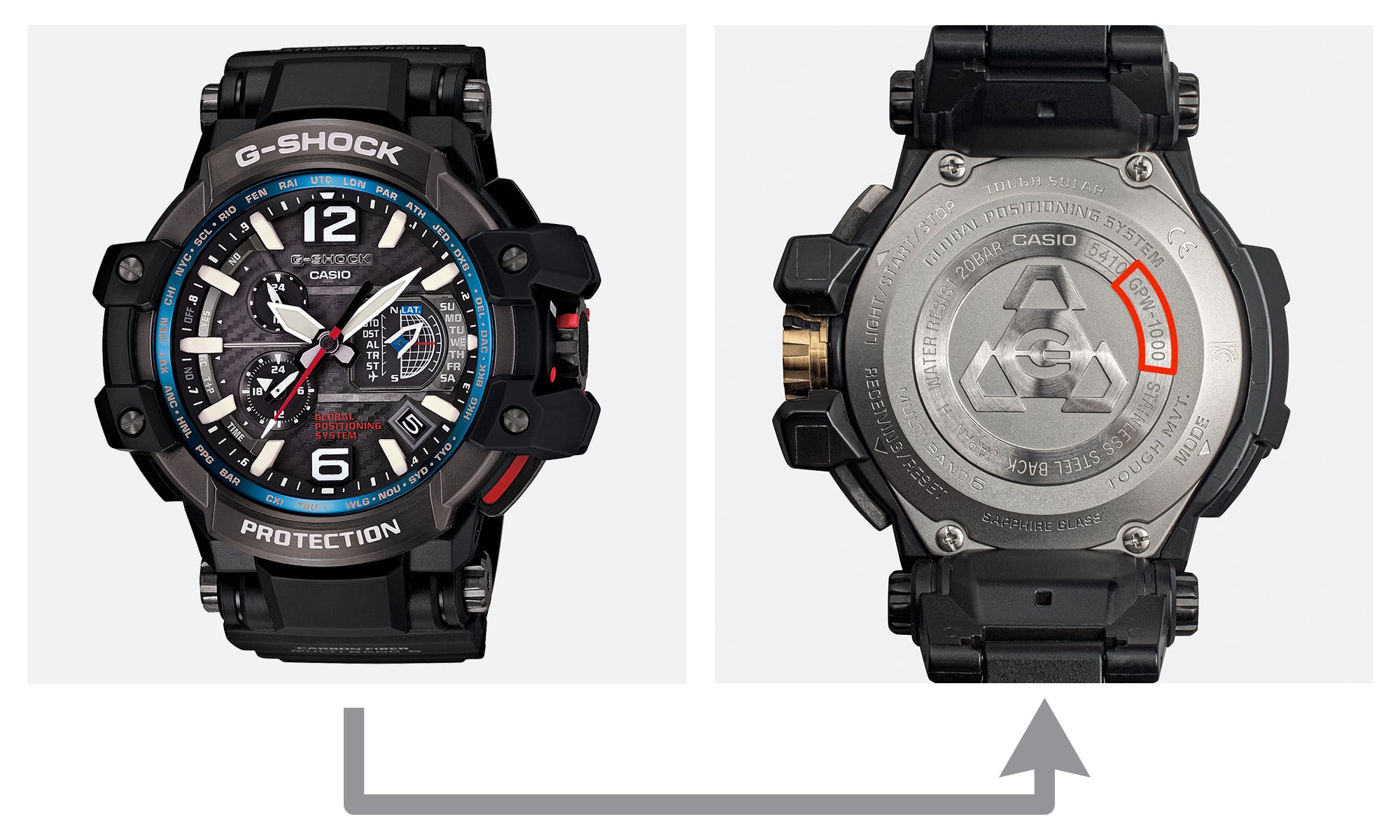 Model Number location on G-SHOCK watch back