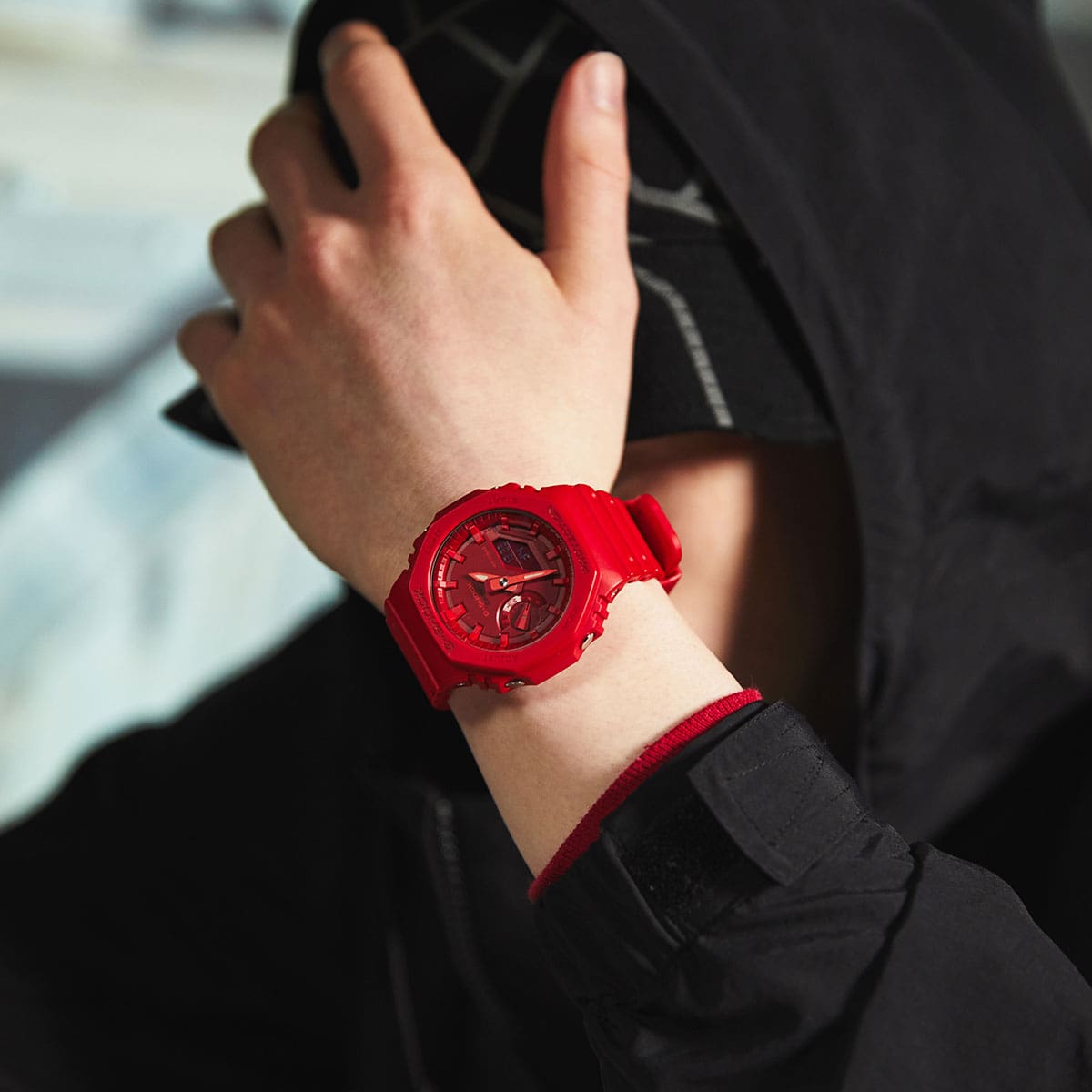 Red GA2100 on wrist