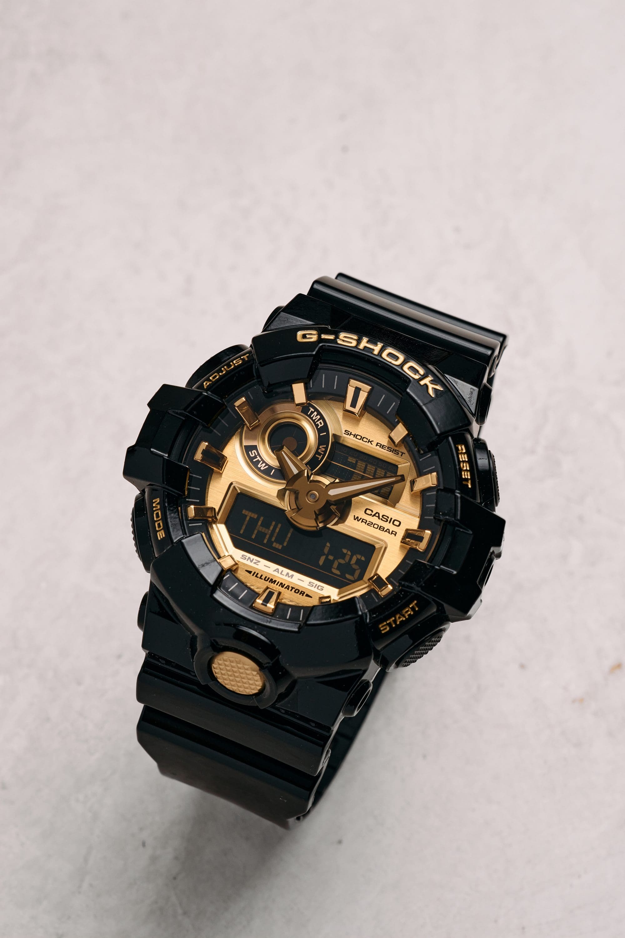 G-SHOCK GA-710GB-1A Black and Gold Analog Digital watch