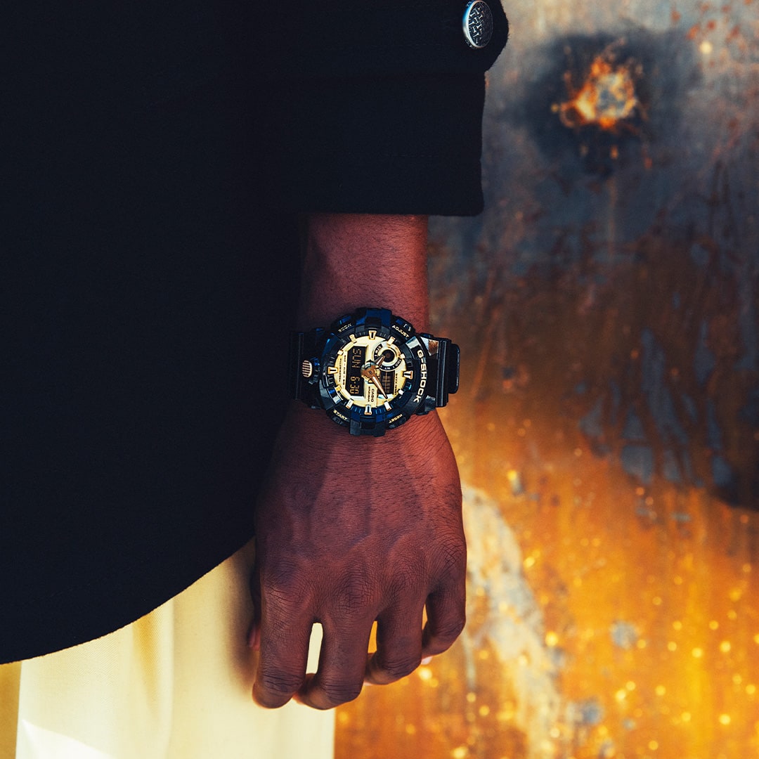 G-SHOCK Black and Gold GA710GB-1A watch