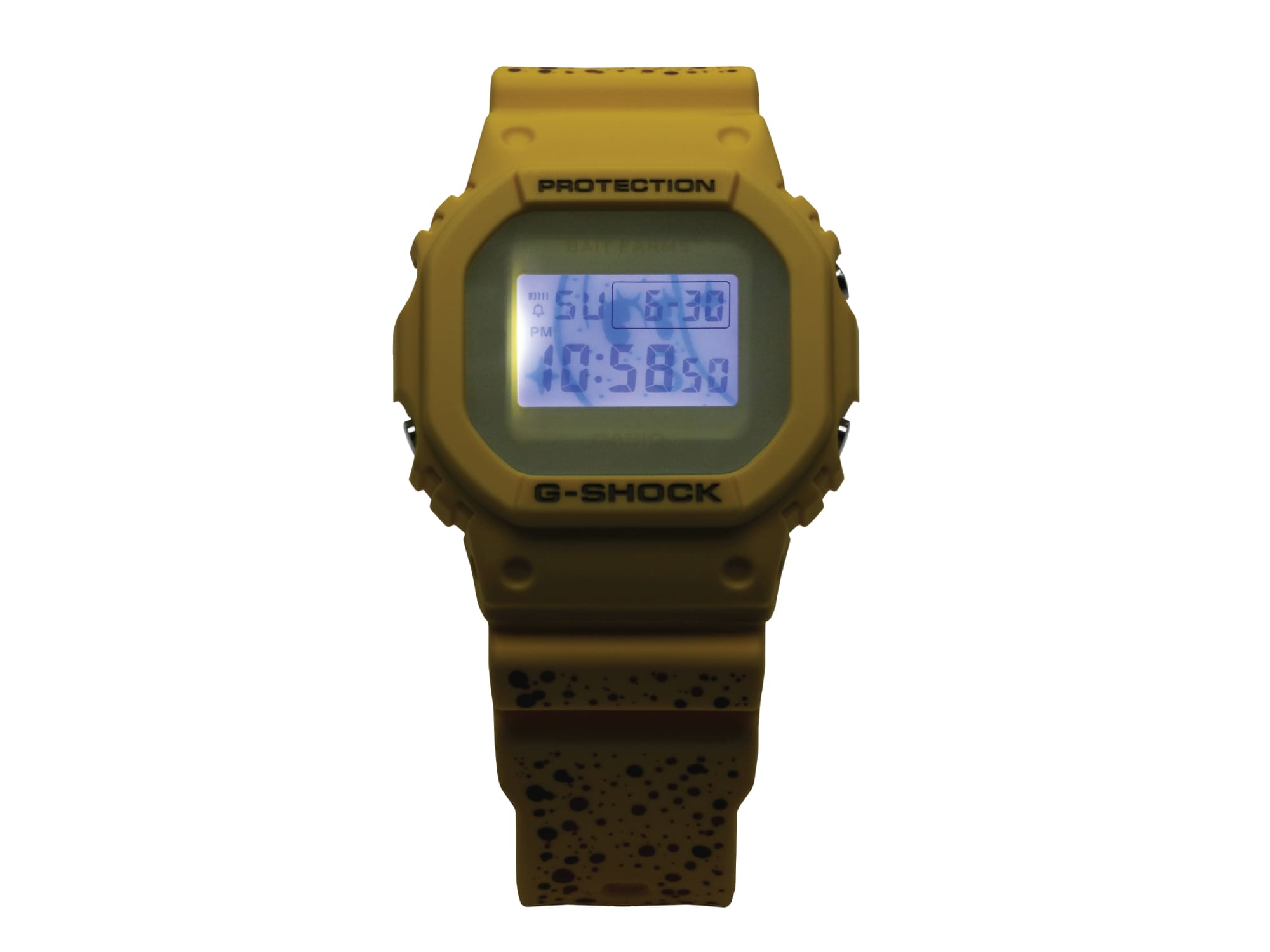 G-SHOCK x Toyo Tires DW5600TT25-1 soecuak LED light image showcasing Toyo Tires Proxes' "R" logo