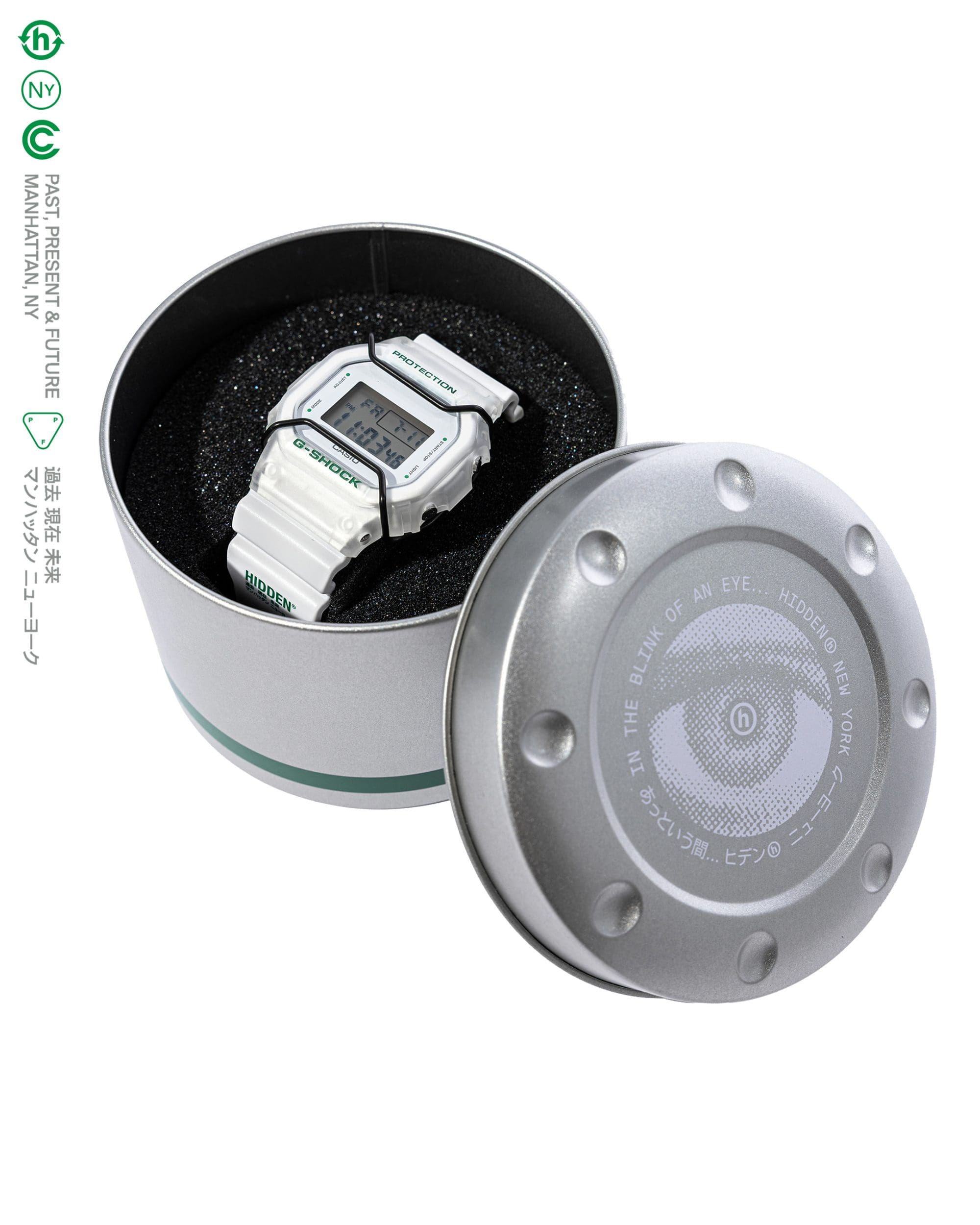 DW5600HDN25-7 White digital watch in branding packaging