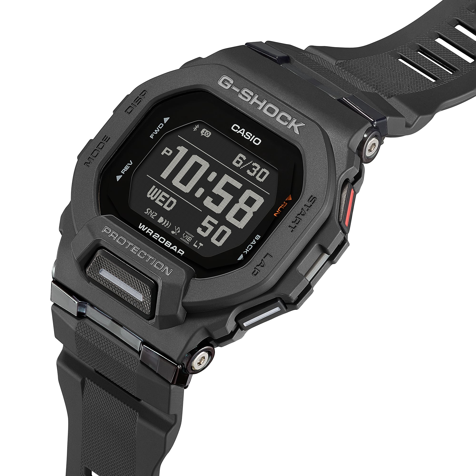G-SHOCK GBD200-1 mil-spec watch angled front view denoting style