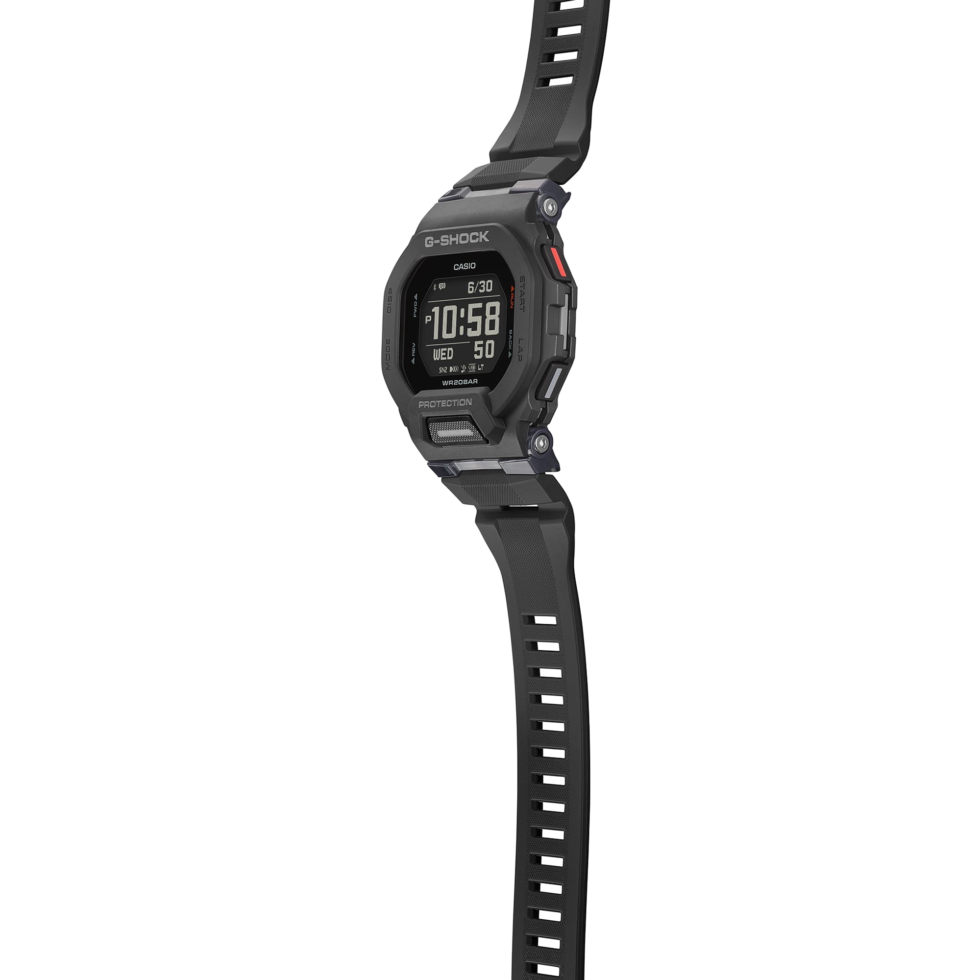G-SHOCK GBD200-1 mil-spec watch angled wide view denoting style