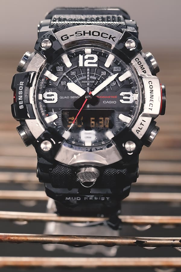 G-SHOCK GGB100XM-1A mil-spec watch undergoing MIL-STD-810 freeze/thaw test denoting toughness