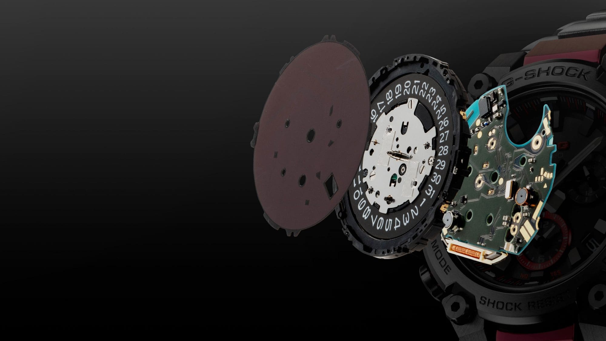 MTGB3000 closeup of inside watch face 