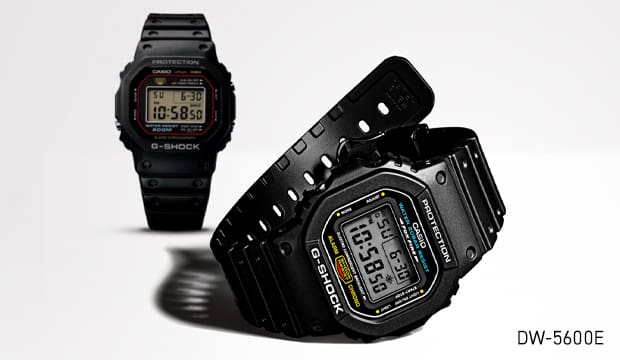 G-SHOCK DW5600E digital watch denoting evolution of the DW5000C.