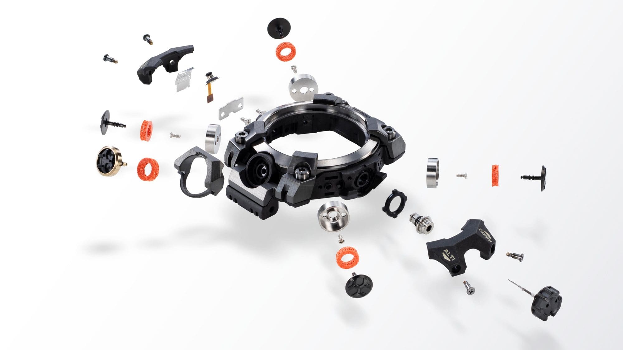 Exploded view of the G-SHOCK MUDMASTER GWGB1000 watch parts