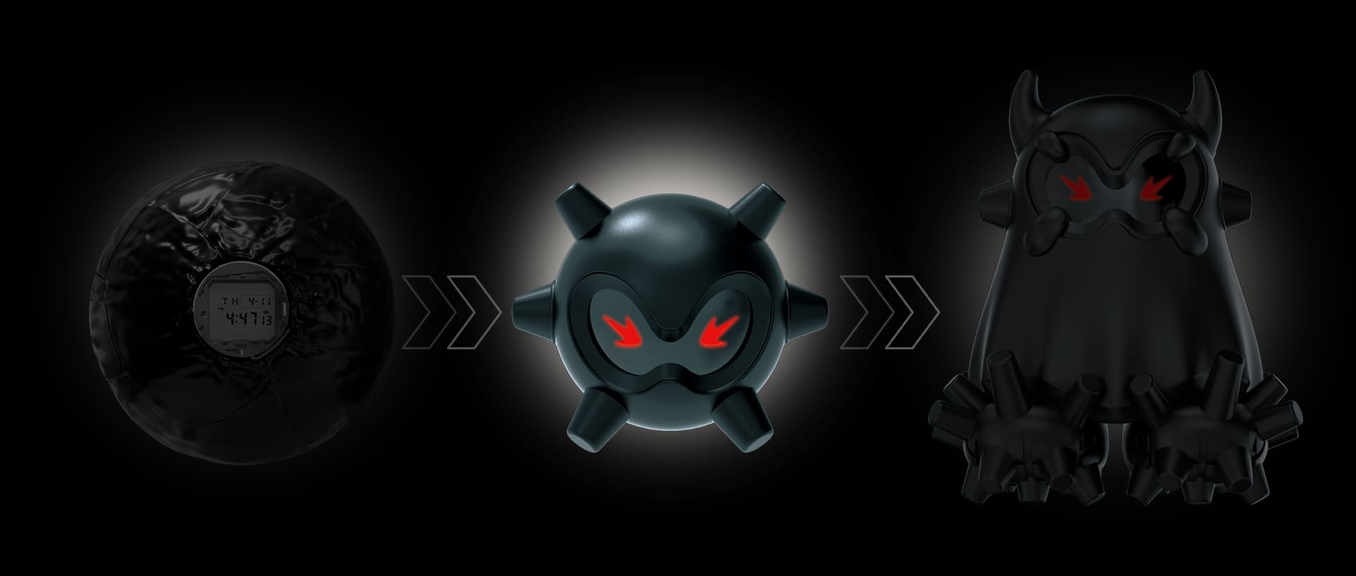 G-SHOCK original prototype morphed into anthropomorphic face with knobs denoting design evolution of GAV01 cool watches