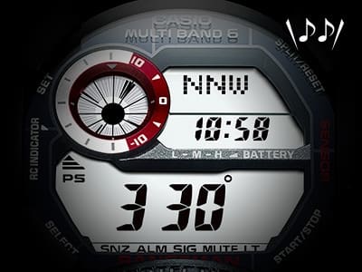 G-SHOCK Rangeman GW9400 dial denoting the compass feature
