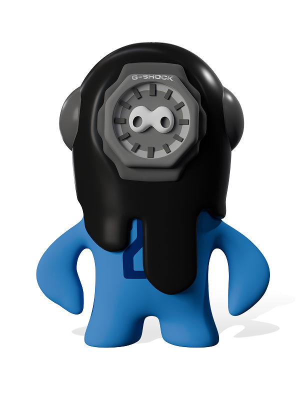 Front view of the blue character 'Duno,' inspired by the LUXE BLACK.