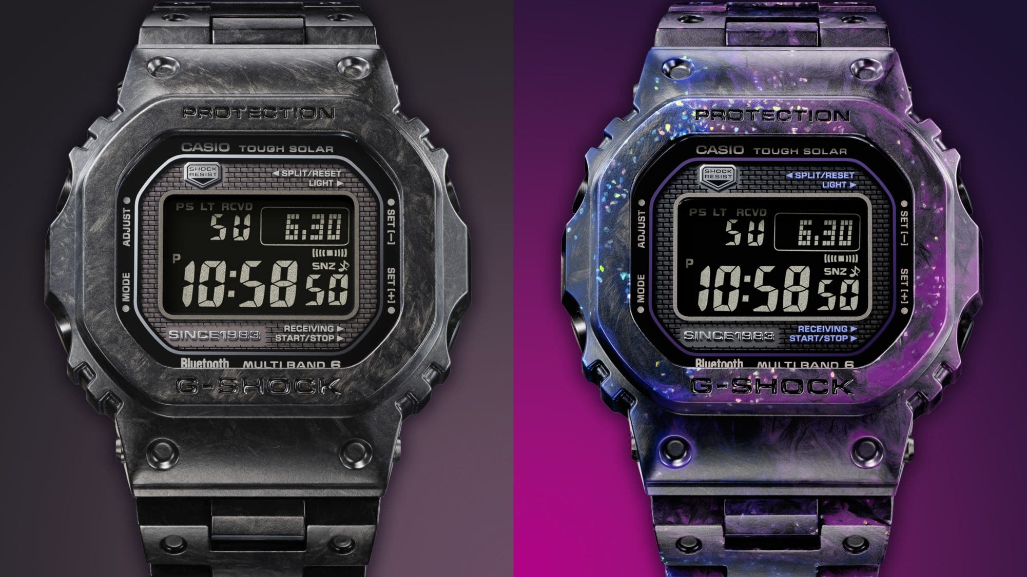 Links: Die Casio G-Shock GCW-B5000UN-1, rechts: Die GCW-B5000UN-6