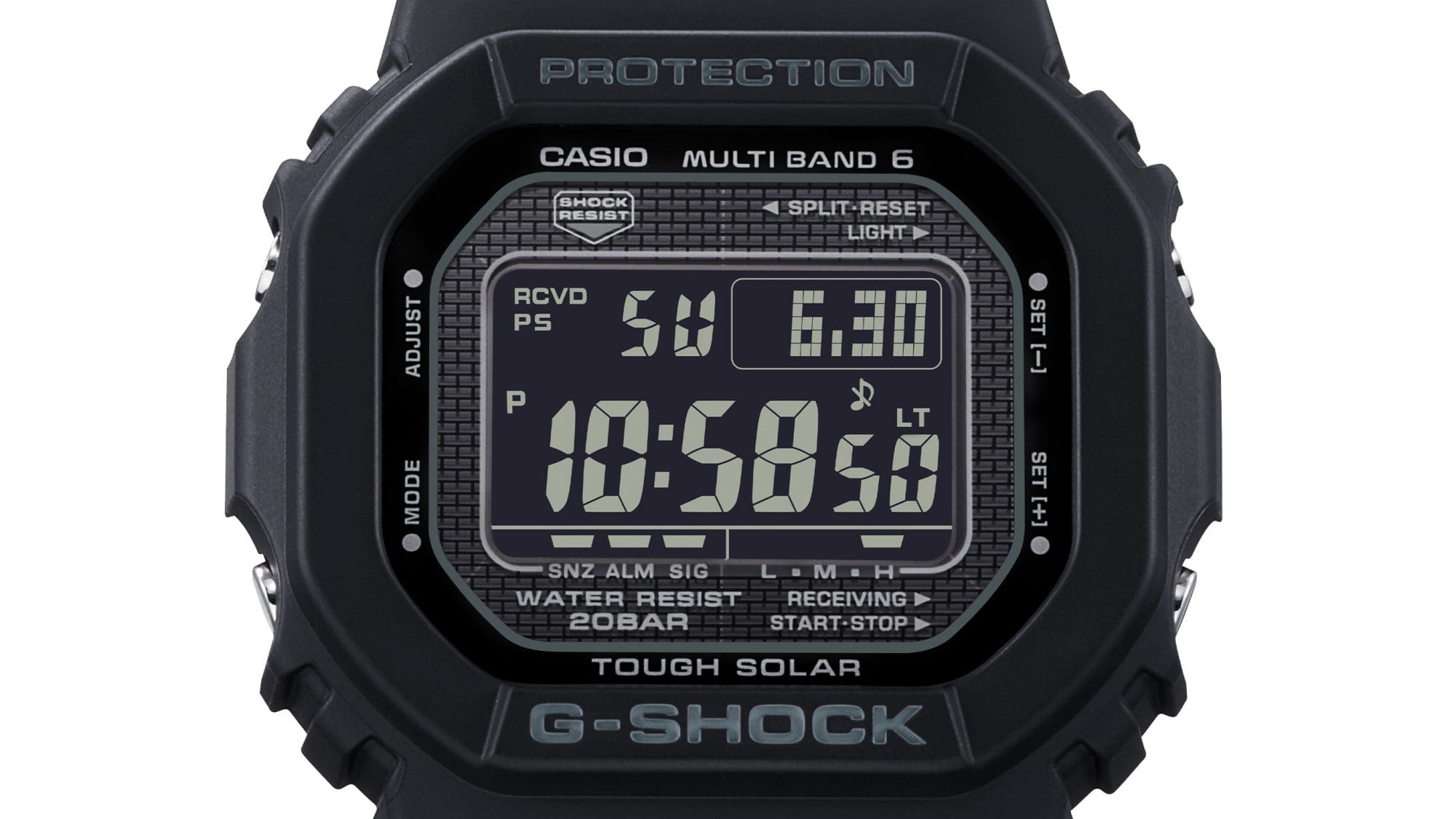 Zifferblattdesign der schwarzen Digitaluhr GW-5000 von G-SHOCK