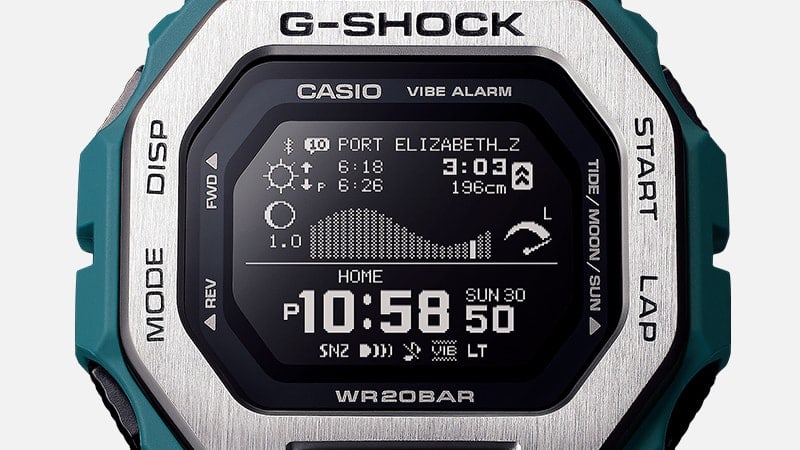 Das sehr gut ablesbare Display der GBX-100-2A Sportuhr aus der neuen G-LIDE-Sportlinie von Casio