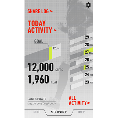 Today-Activity-Anzeige in der G-SHOCK Connected App mit Schrittzahl und Kalorienverbrauch