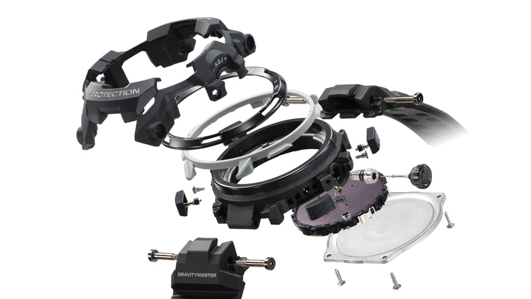 Die einzelnen Komponenten der Master of G GR-B300 Armbanduhr