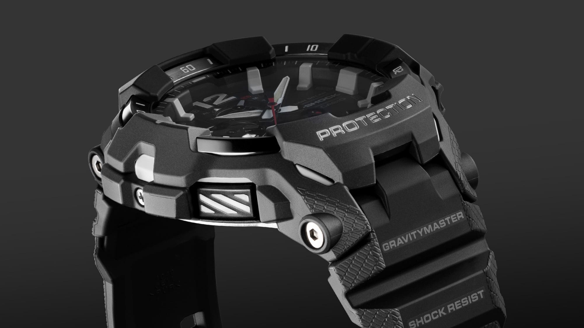 Seitenansich einer schwarzen G-Shock GR-B300 Armbanduhr