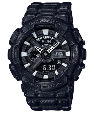 The black Casio G-Shock GA-110BT-1A with light accents on the dial