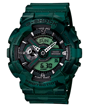 The green Casio G-Shock GA-110CM-3A