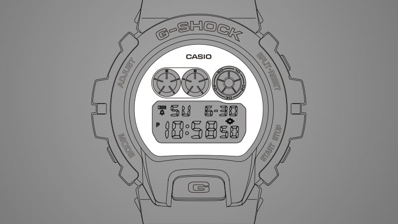 Sketch of a 6900 series model in grey, with the dial highlighted in white