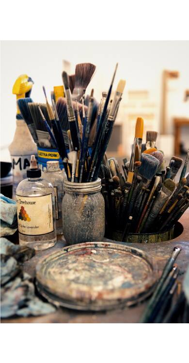 A photo of the McCormick's essential painting tools and materials.