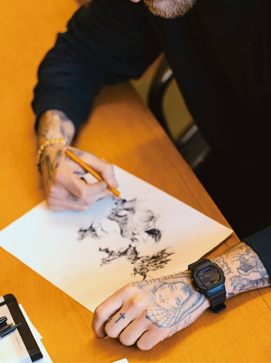 A photo of McCormick wearing a G-SHOCK.