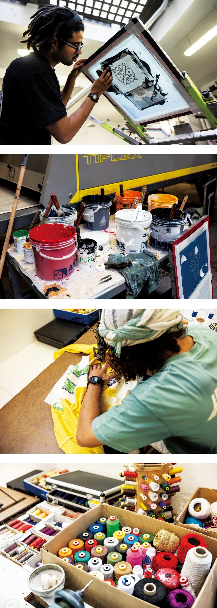 This is a photo of Pablo Attal working on a print design at his worktable.